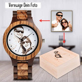 Auch die Holzbox deiner individuellen "Fotouhr" wird mit deinem Bild versehen