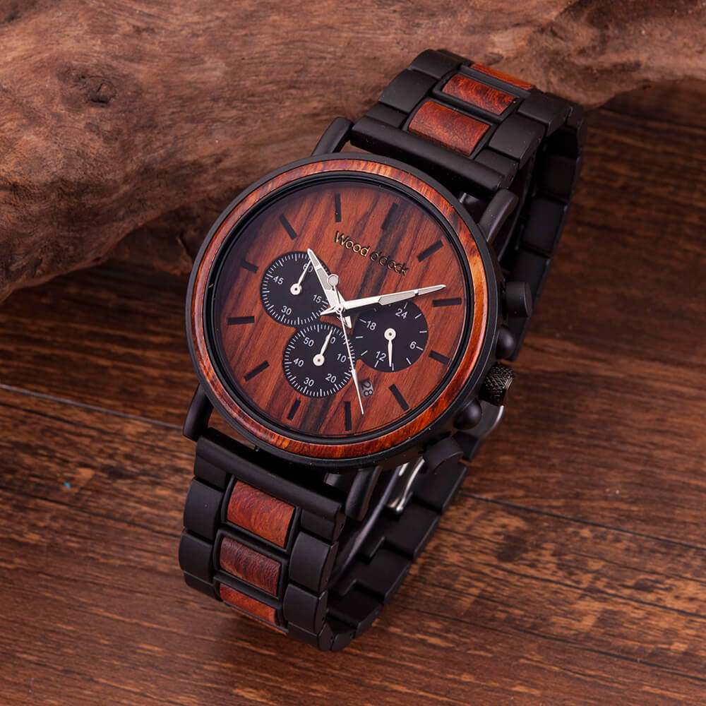 Dezentes Design und ein klarer Fokus auf das verwendete Holz - unsere Armbanduhr "Kastanie"