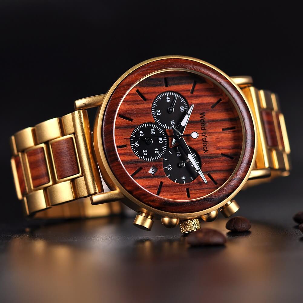 Mit der Armbanduhr "Ahornwald" für Männer bist du voll im Trend